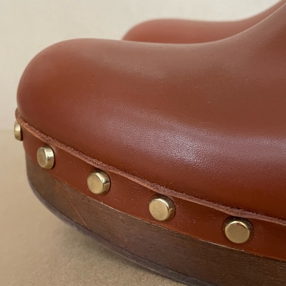 Pristine Cognac Leather Studded Uterque Clogs Mules Size 40 Lk Hearst Arket - Picture 10 of 10